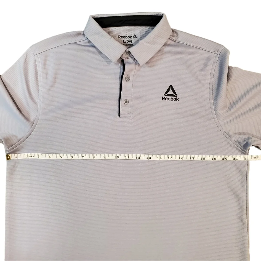 Reebok Mens Gray Short Sleeve Polo Shirt Size Large